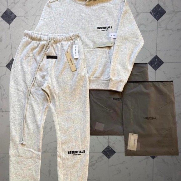 Other - Fear of God Essentials Light Oatmeal/Light Gray L Tracksuit Set NWT